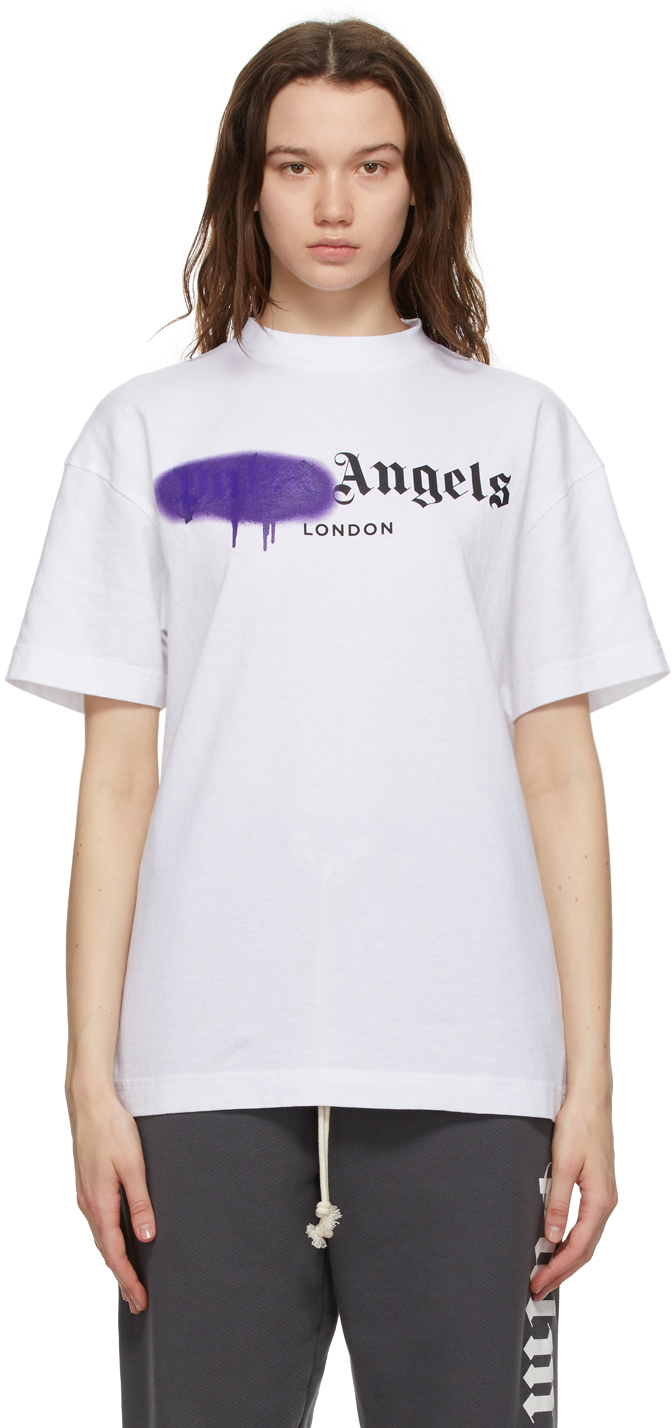 Palm angels spray t shirt purple Clearance