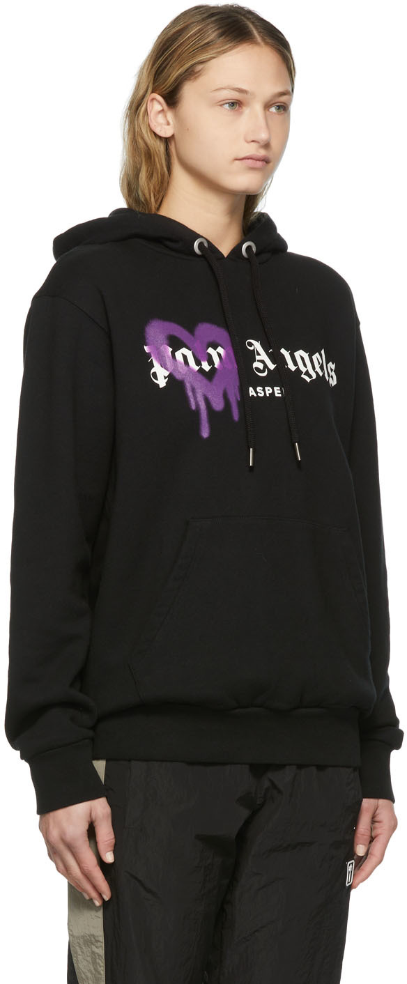 Black Logo-embroidered cotton-jersey hoodie, Palm Angels