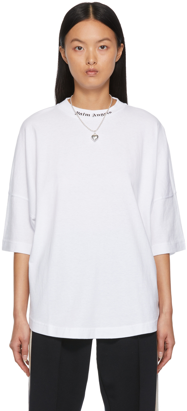Palm Angels: White Classic Logo Over T-Shirt | SSENSE