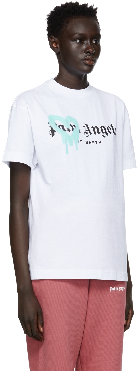 Palm Angels White Sprayed St. Barth T-Shirt