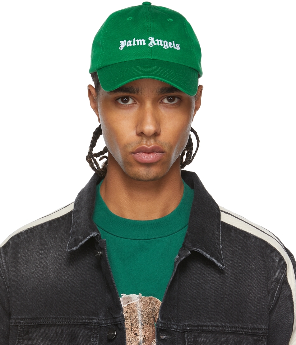 Green Logo Cap by Palm Angels on Sale