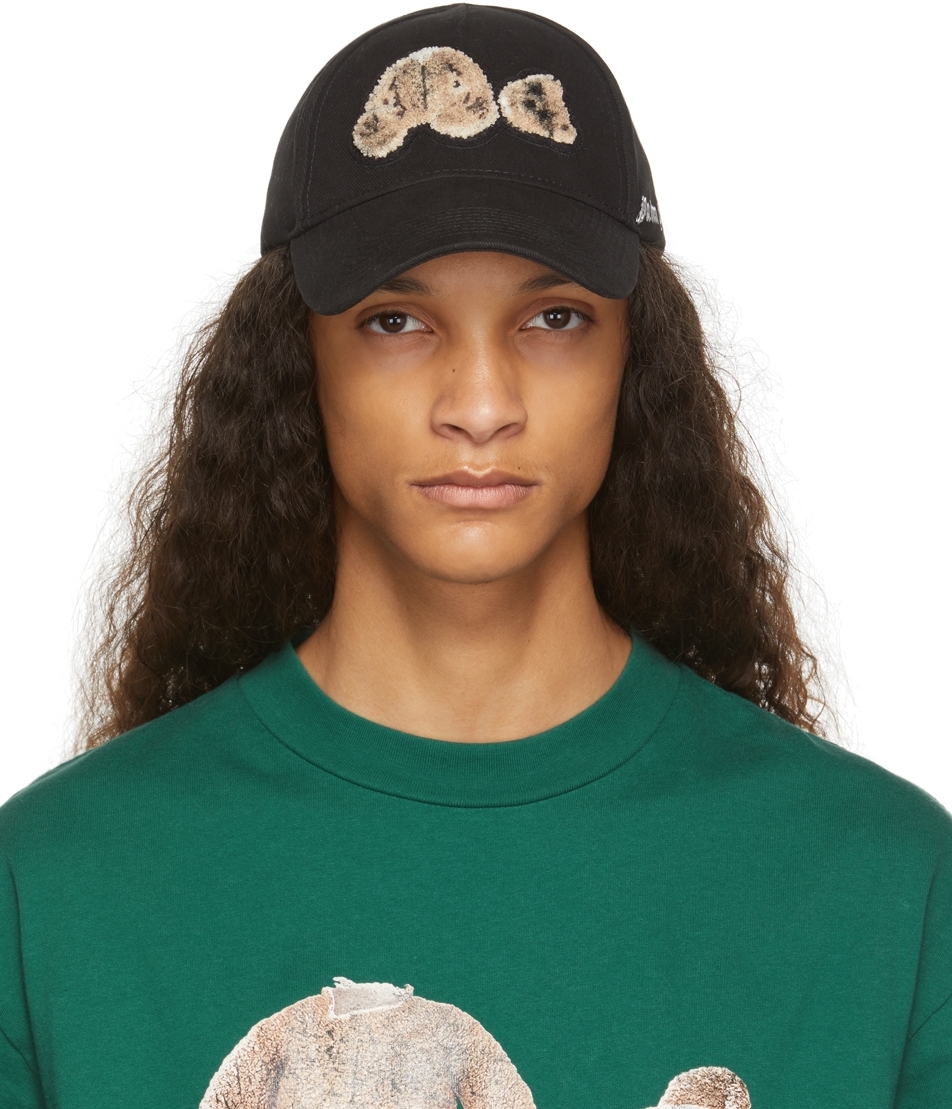 Palm Angels Black Sprayed Bear Cap 
