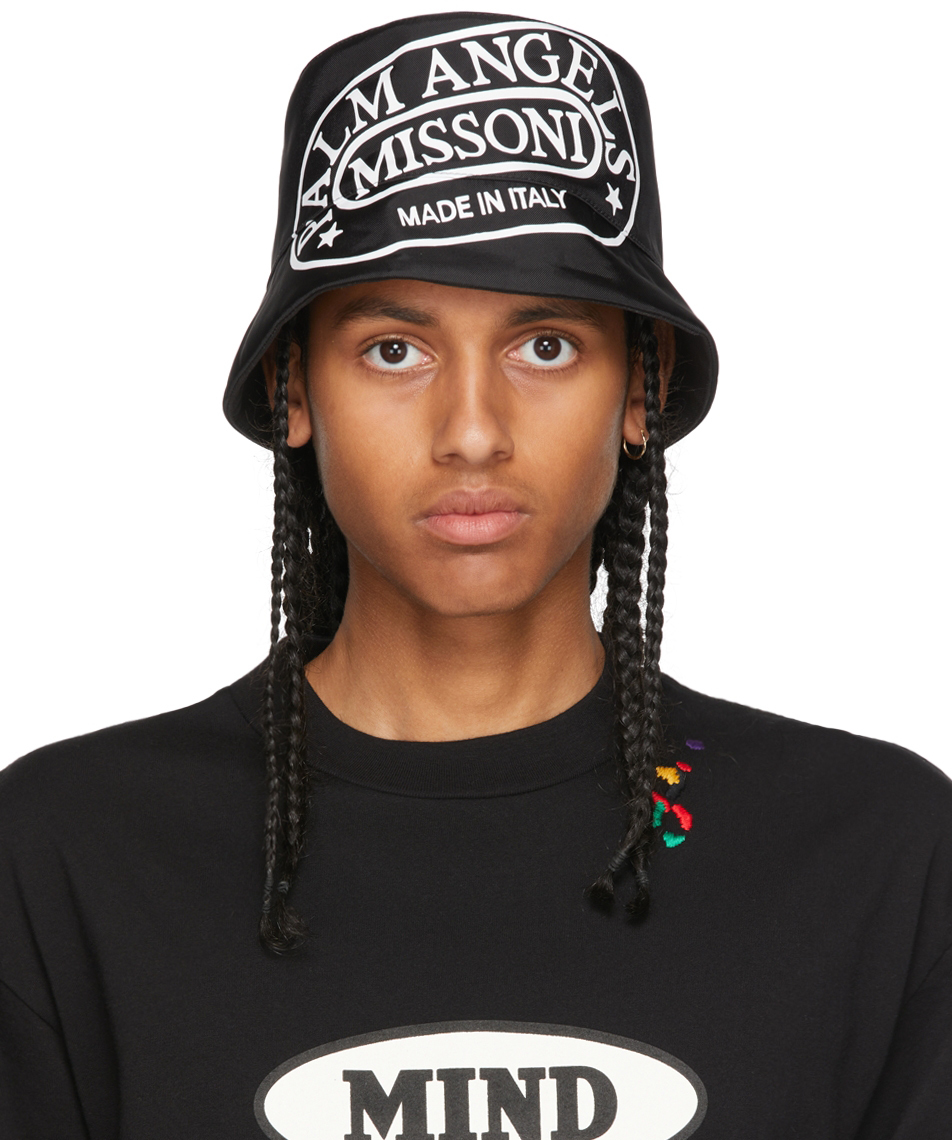 Palm Angels: Black & White Missoni Edition Heritage Bucket Hat | SSENSE UK