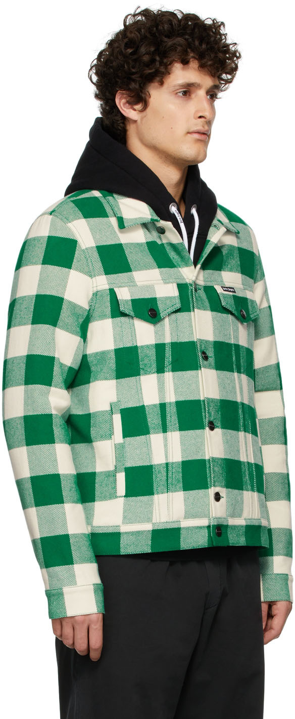 PALM ANGELS: sports jacket in checked cotton blend - Green