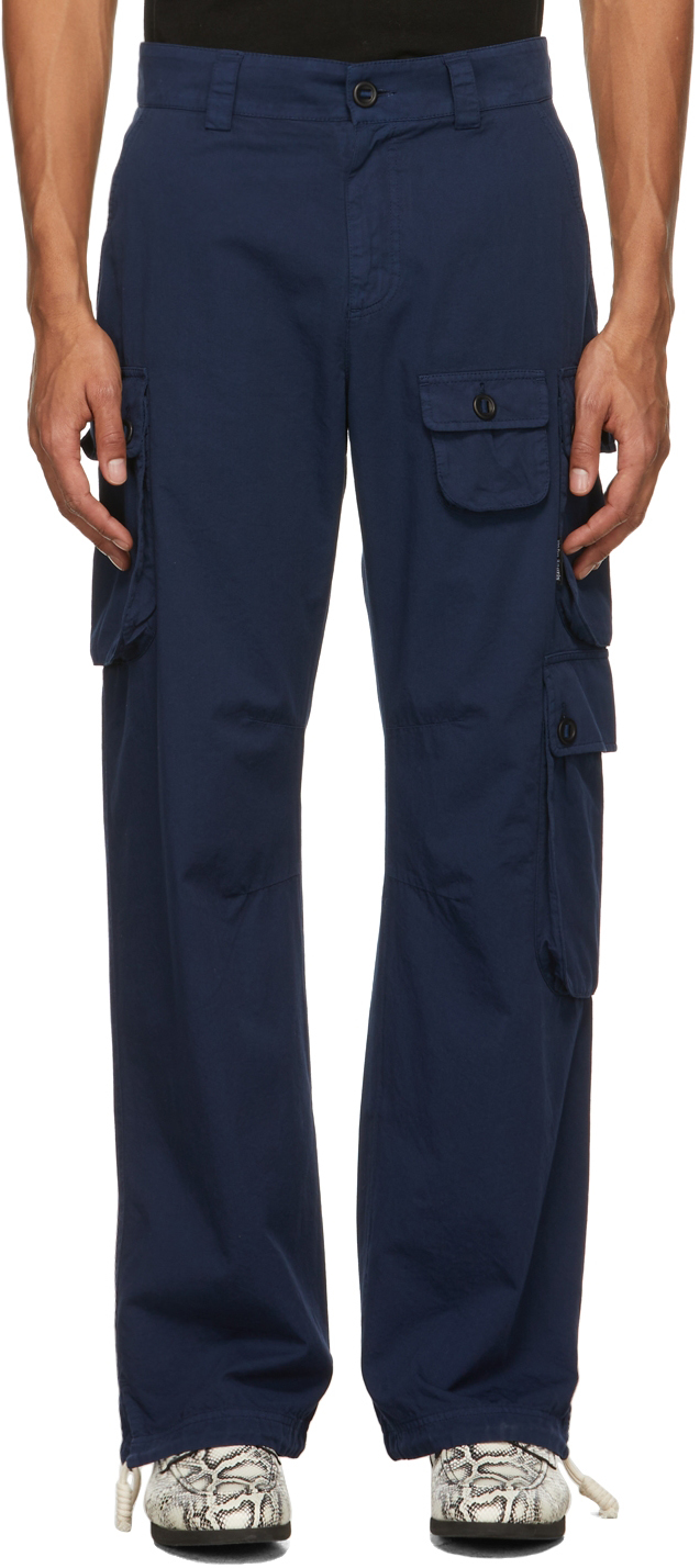 Blue Cargo Pants by Palm Angels on Sale