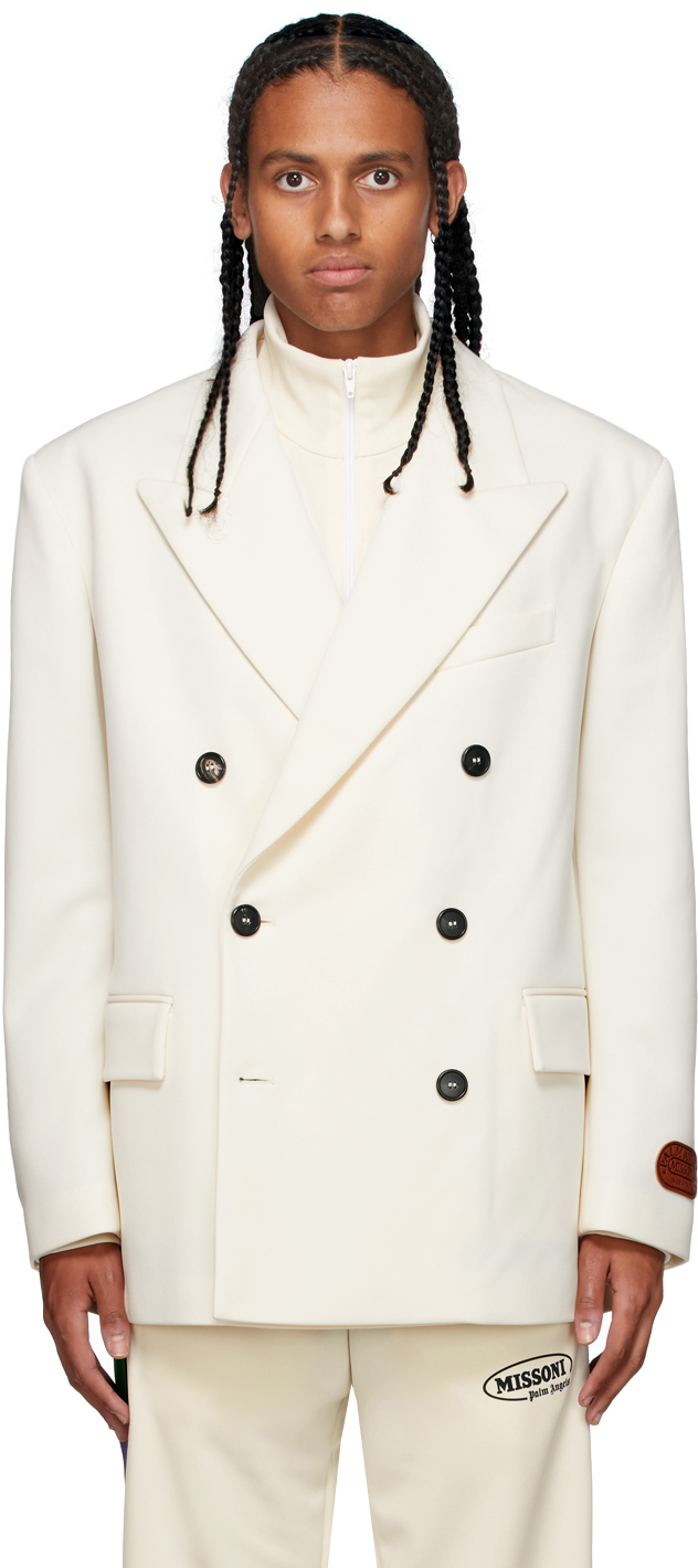 off white double breasted blazer