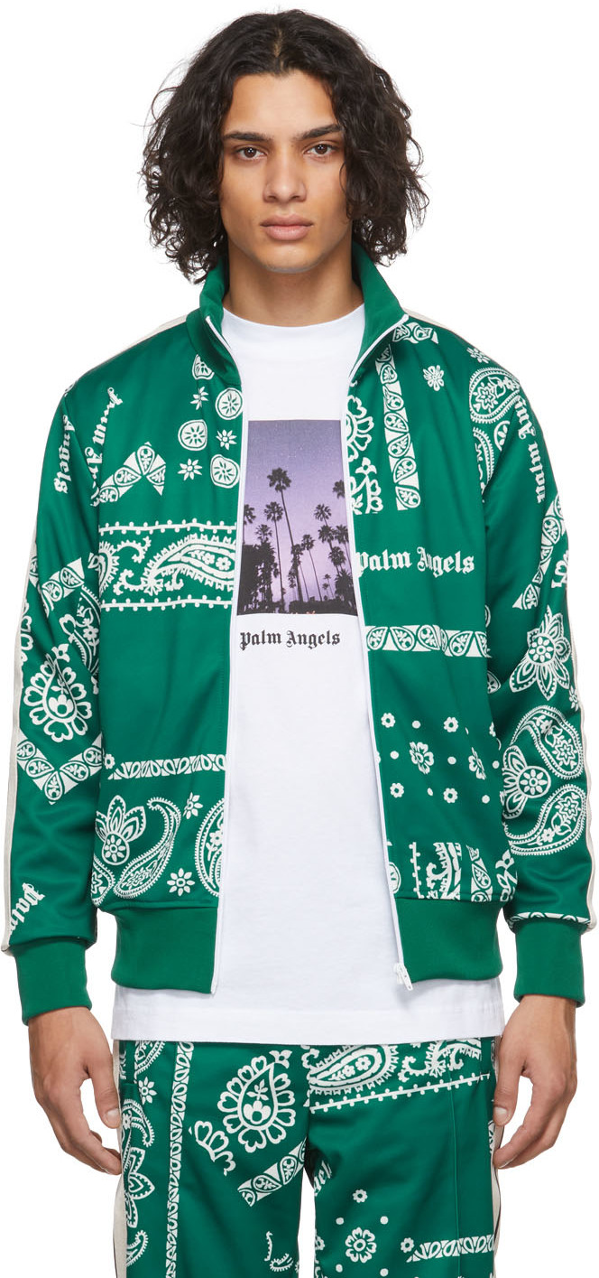 Green Bandana Track Jacket by Palm Angels on Sale
