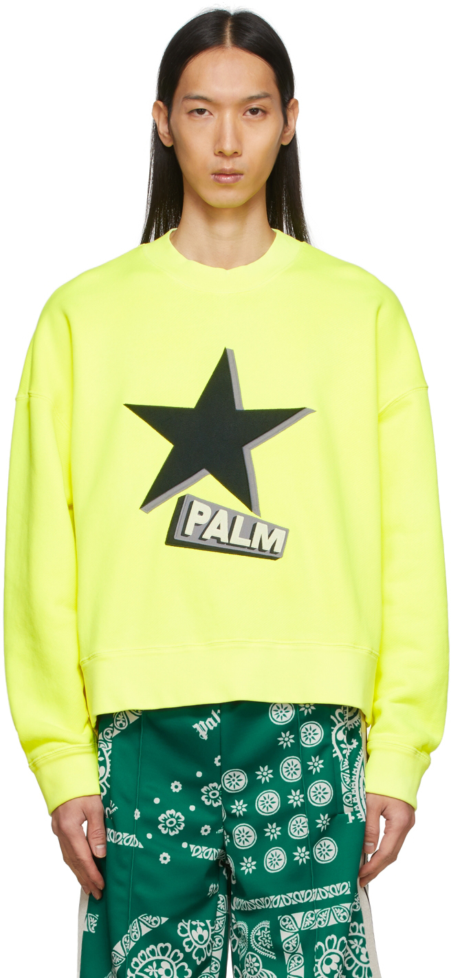 Palm Angels Yellow Rockstar Crew Sweater