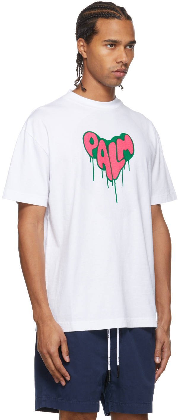 Palm Angels Spray Heart Print T-Shirt White