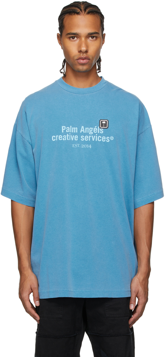 Palm Angels Blue Creative Services Print T-Shirt
