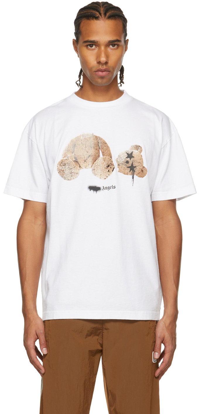 Palm Angels White Bear Sprayed Classic T-Shirt