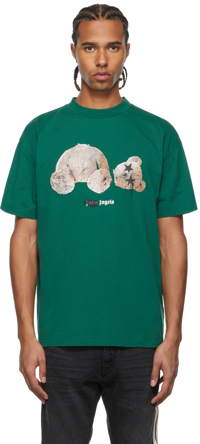 Palm Angels Green Spray Bear T-Shirt