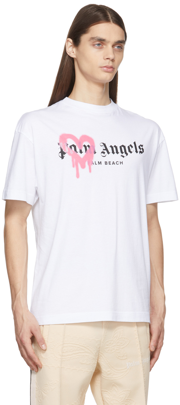 Palm Angels Pink Spray Paint Miami T-shirt in White for Men