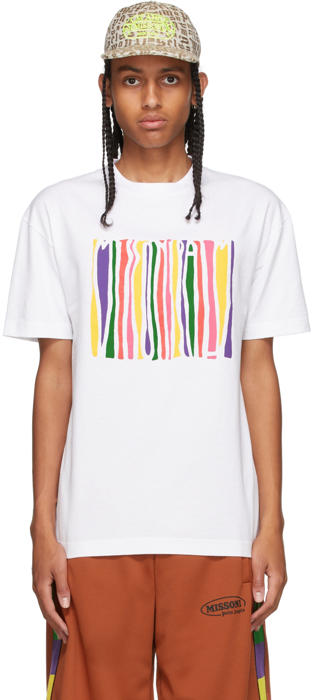 Palm Angels White Missoni Edition Melted Logo T-Shirt