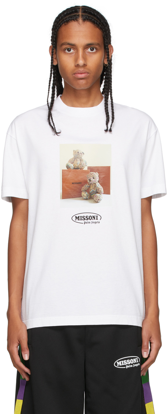 Palm Angels White Missoni Edition Bear T-Shirt