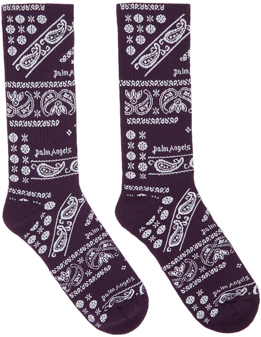 Palm Angels Purple & White Bandana Socks