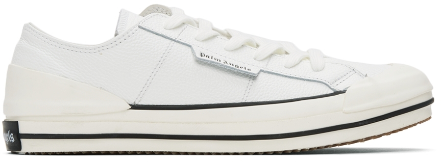 Palm Angels White Leather Vulcanized Low Sneakers