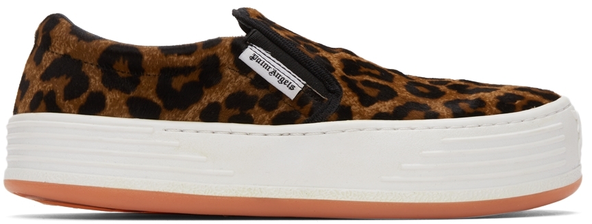 Palm Angels Brown Snow Leopard Lea Slip-On Sneakers