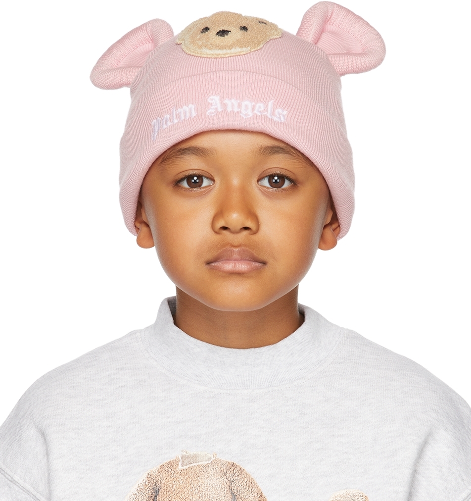 Kids Pink Bear Beanie by Palm Angels | SSENSE Canada