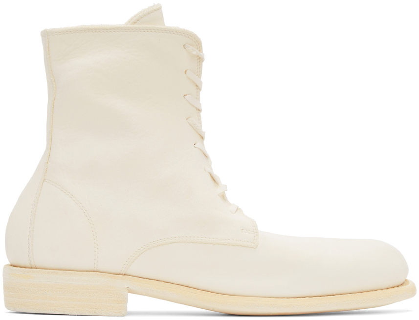 Guidi: White Leather Lace-Up Boots | SSENSE UK