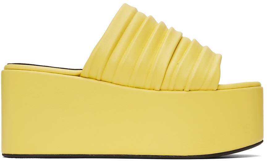 Simon Miller Yellow Pleated Coaster Platform Sandals