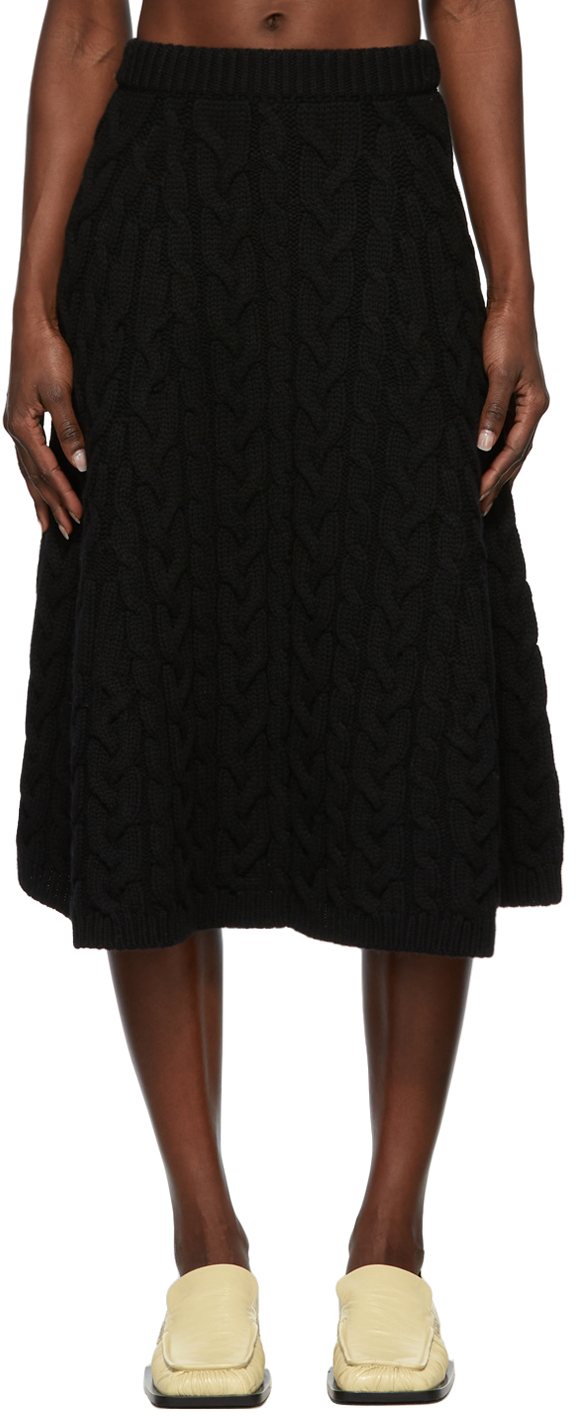Brock Collection Black Cashmere Knit Skirt