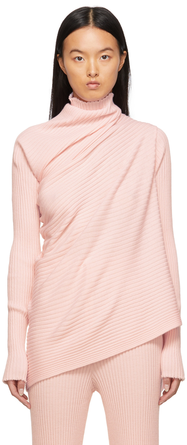 Marques Almeida: Pink Draped Sweater | SSENSE