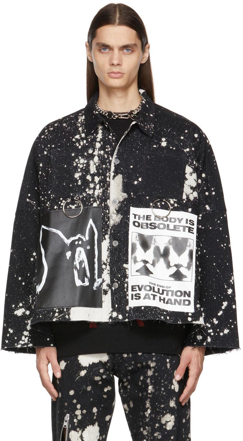 Black & White Anarchy Denim Jacket by KIDILL on Sale