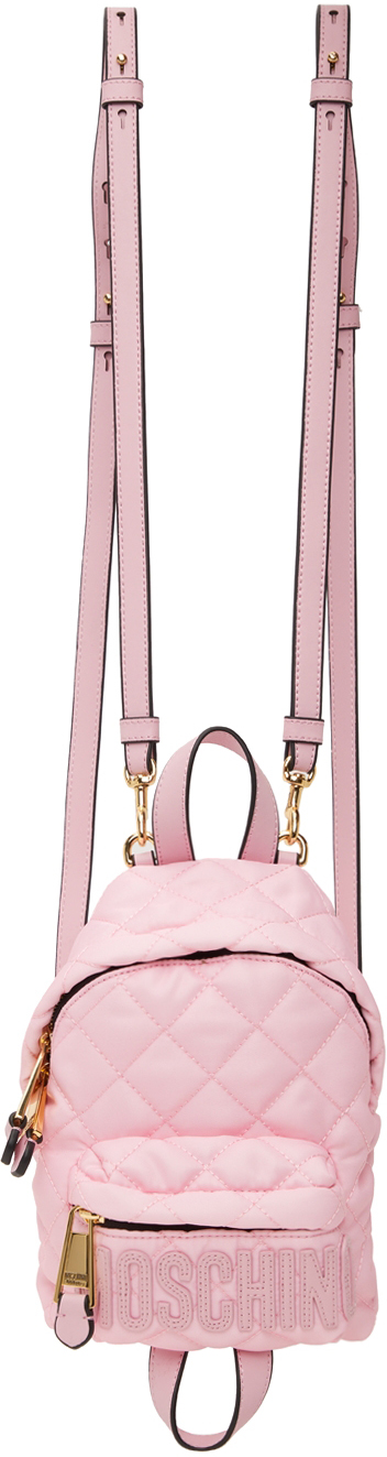 Moschino Pink Quilted Logo Backpack