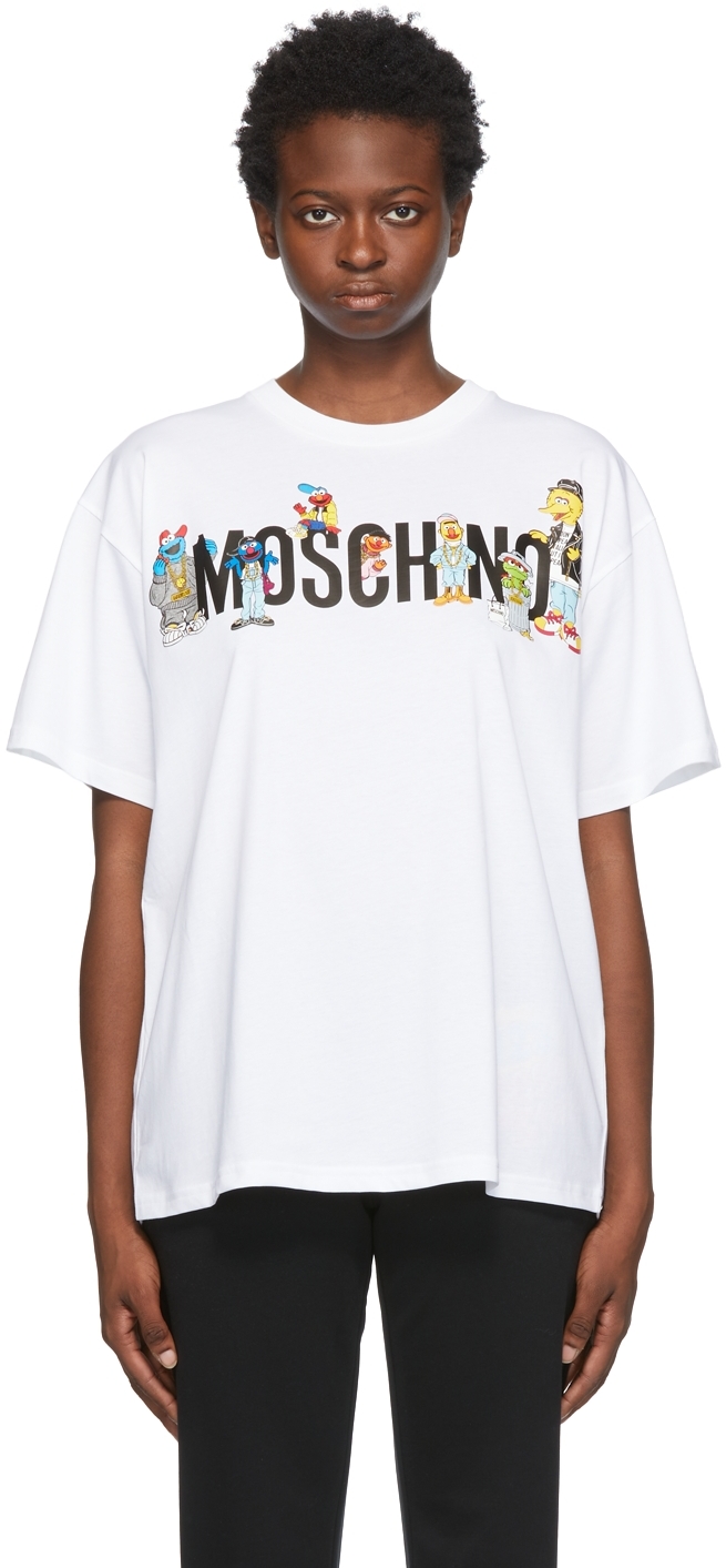 Moschino White Sesame Street Edition Logo T-Shirt