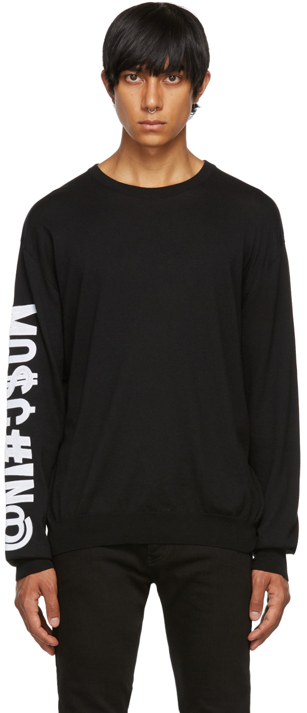 Moschino Black Cashmere Symbols Logo Sweater