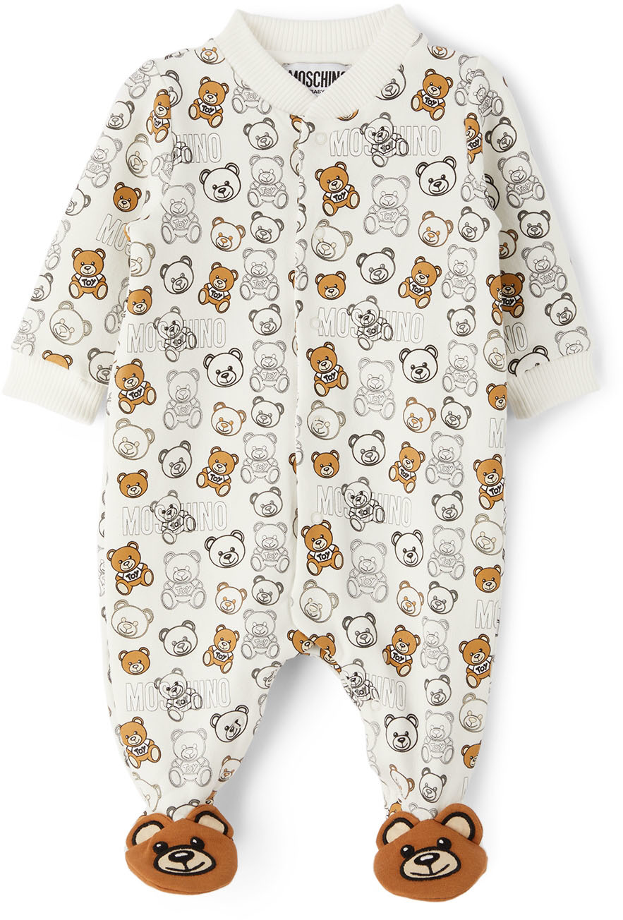 Bebe Combinaison Blanche A Image D Ours En Peluche Sur L Ensemble Par Moschino Ssense France