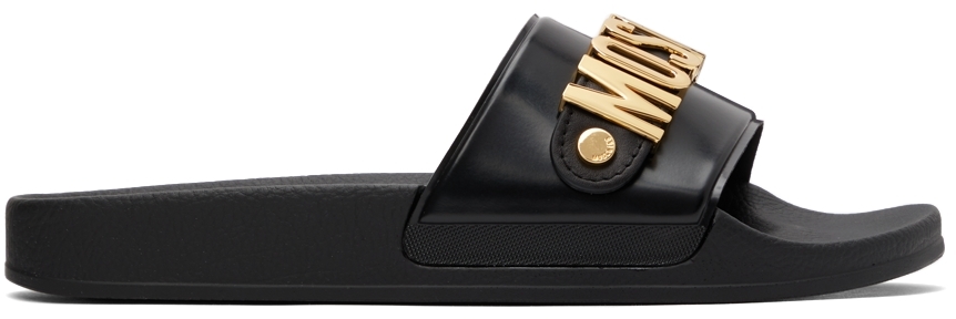 gold moschino sliders