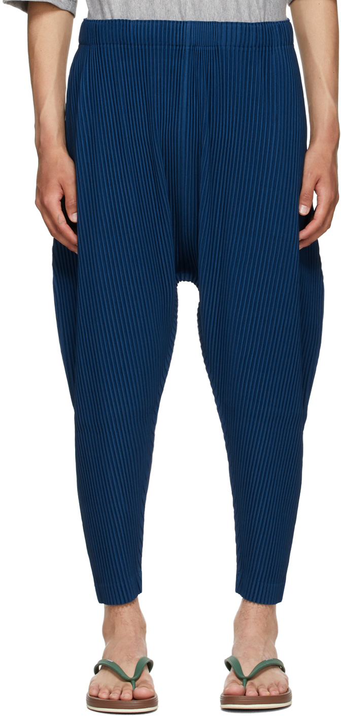 Homme Plissé Issey Miyake Blue Pleats Bottoms 1 Trousers | Smart