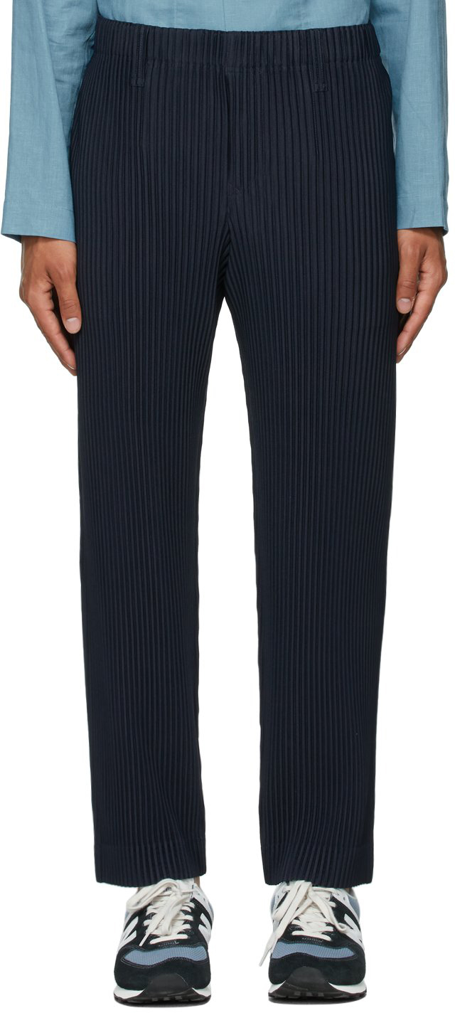 Homme Plissé Issey Miyake Navy Basics Pleated Pants | Smart Closet