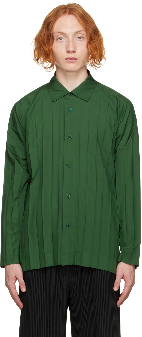 Homme Plissé Issey Miyake Green Edge Shirt | Smart Closet