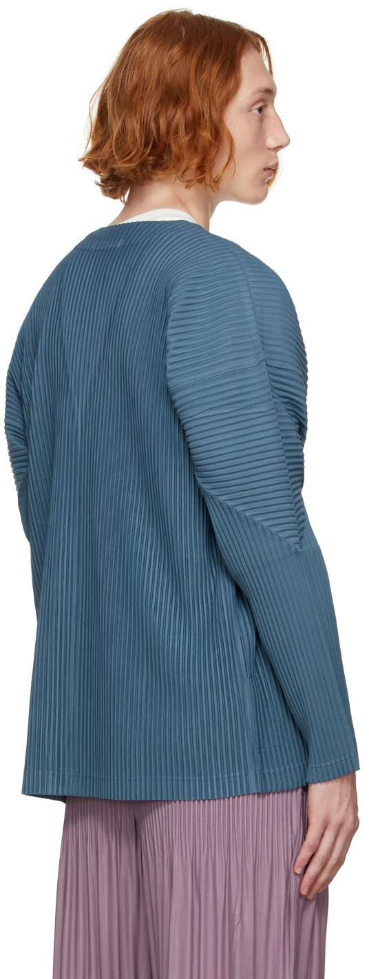 Homme Plissé Issey Miyake Blue Color Pleats Cardigan | Smart Closet