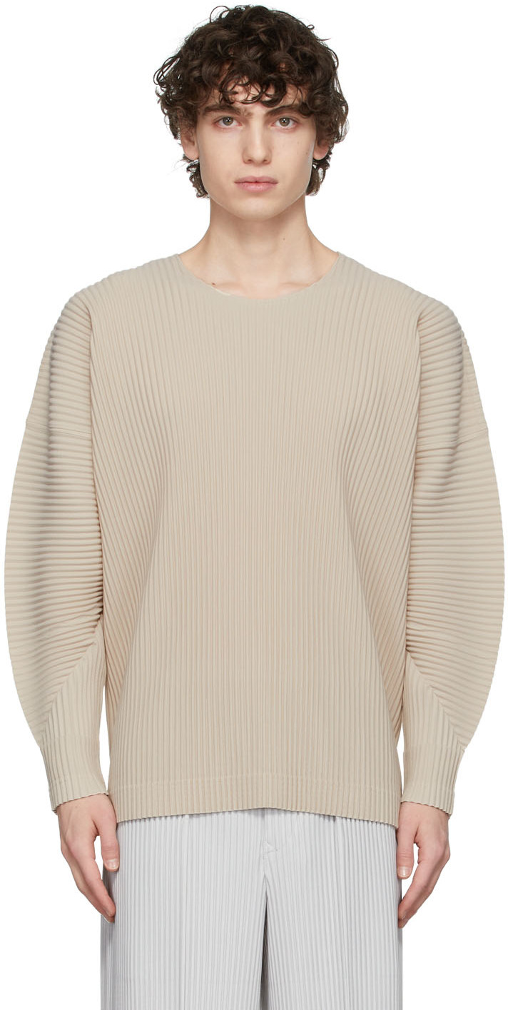 Homme Plissé Issey Miyake: Beige Monthly Color October Long Sleeve T ...