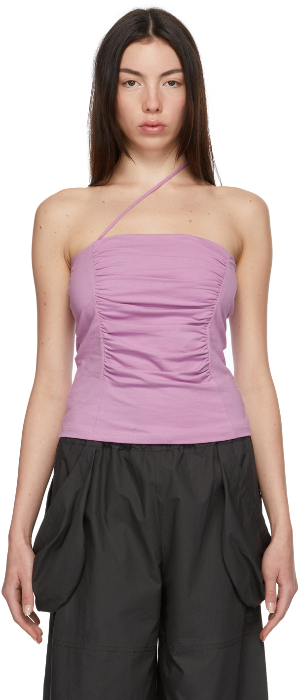TheOpen Product: SSENSE Exclusive Purple Shirring String Tank Top | SSENSE