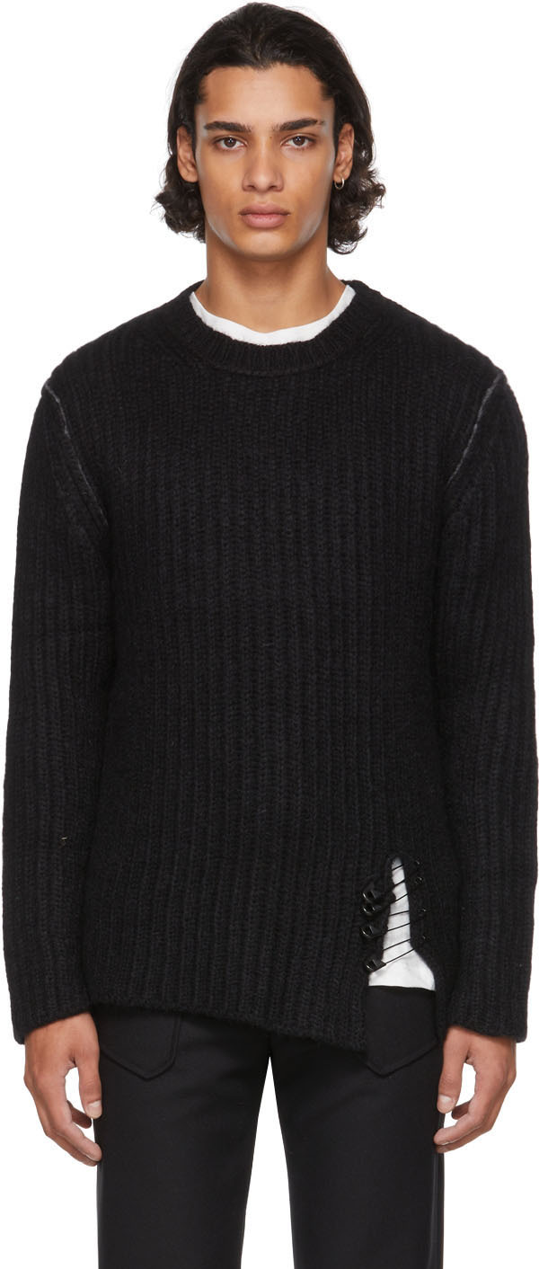 Isabel Benenato: Black Alpaca Safety Pin Sweater | SSENSE
