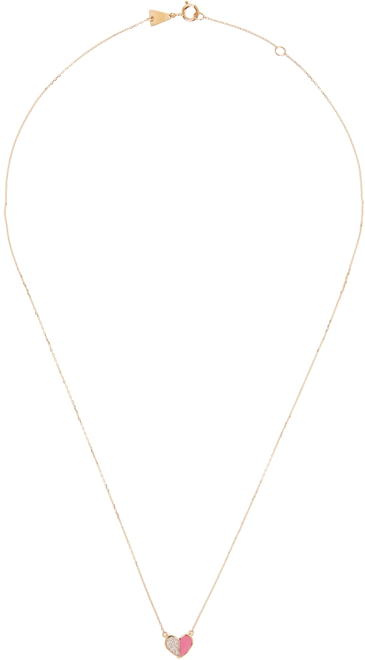 Adina Reyter Gold Ceramic Pavé Folded Heart Necklace