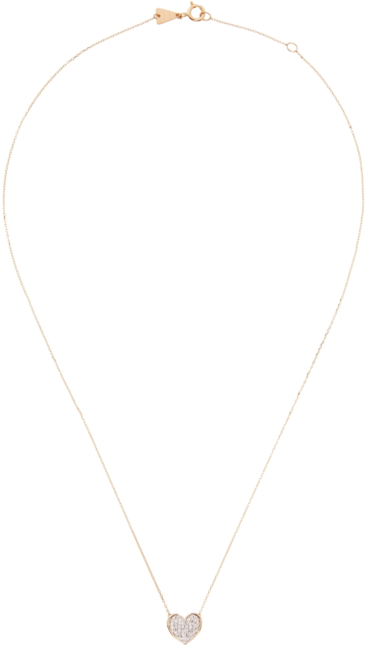 Adina Reyter Gold Pavé Folded Heart Necklace