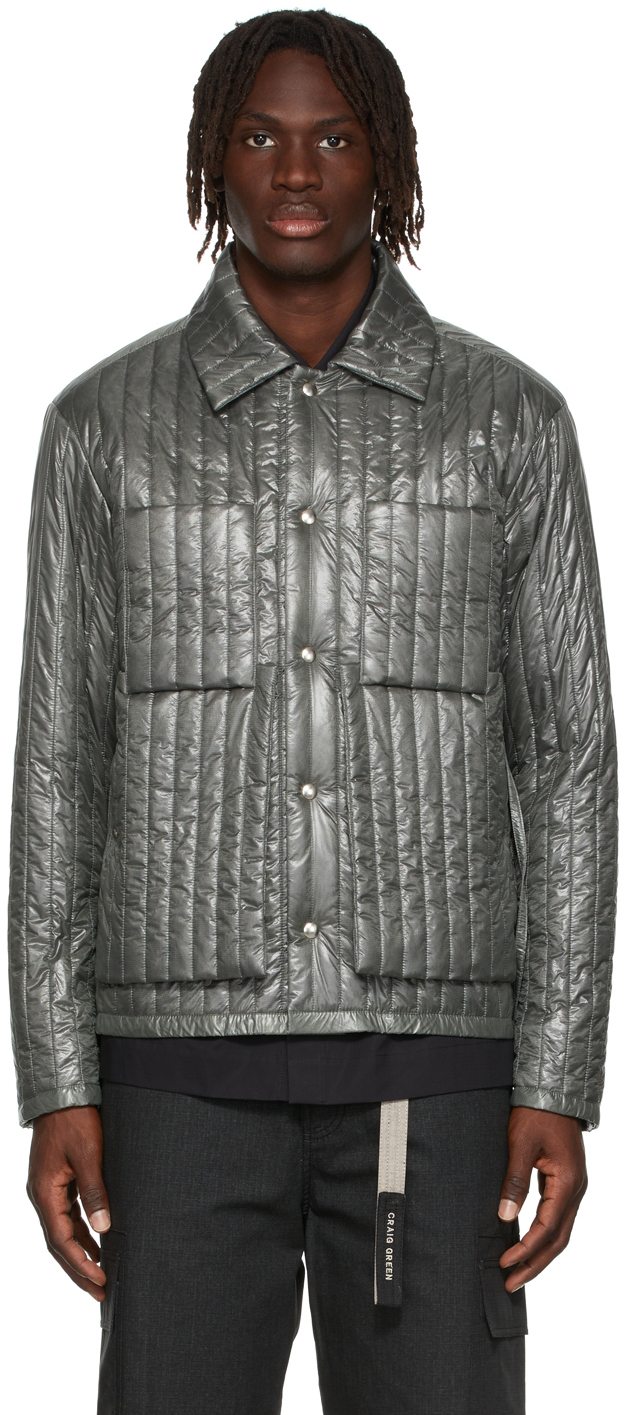 Grey Quilted Work Jacket by Craig Green on Sale