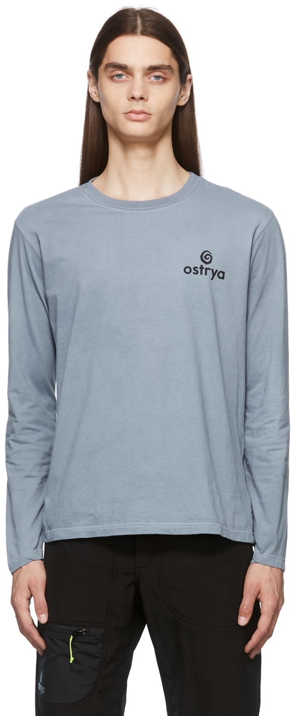 Grey Core Logo Long Sleeve T-Shirt by Ostrya on Sale