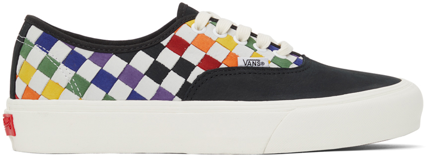 black and multicolor vans