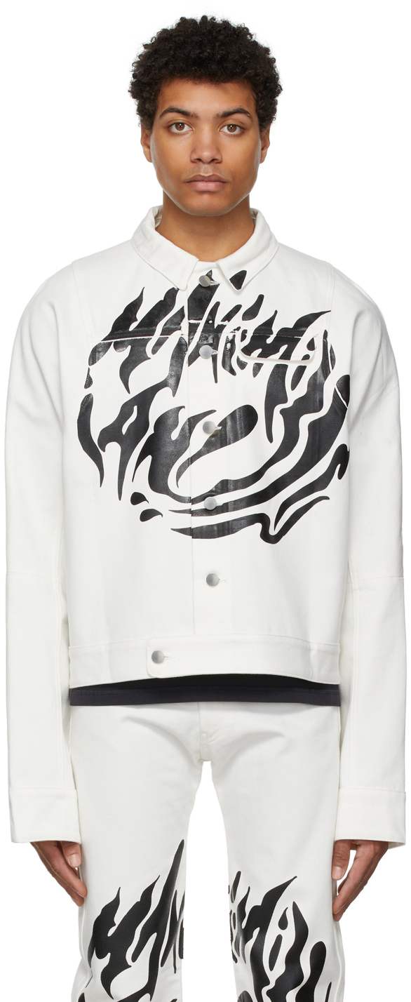 White Denim Logo Jacket by Maximilian 