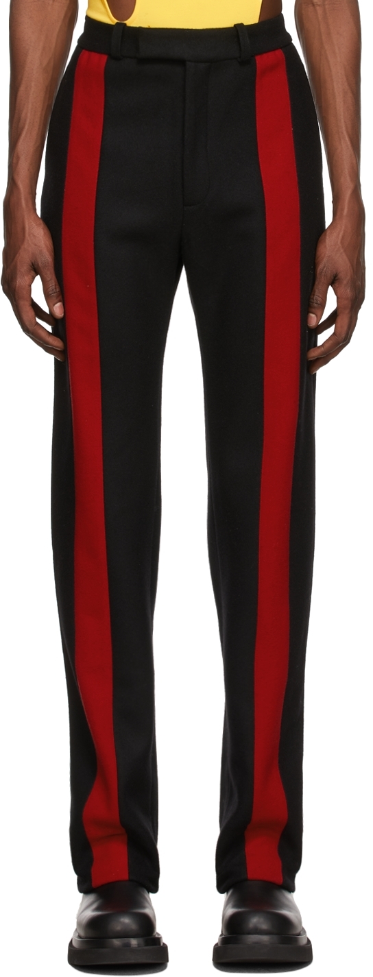 Maximilian Black & Red Ride Stripe Tailored Trousers In Black/red 