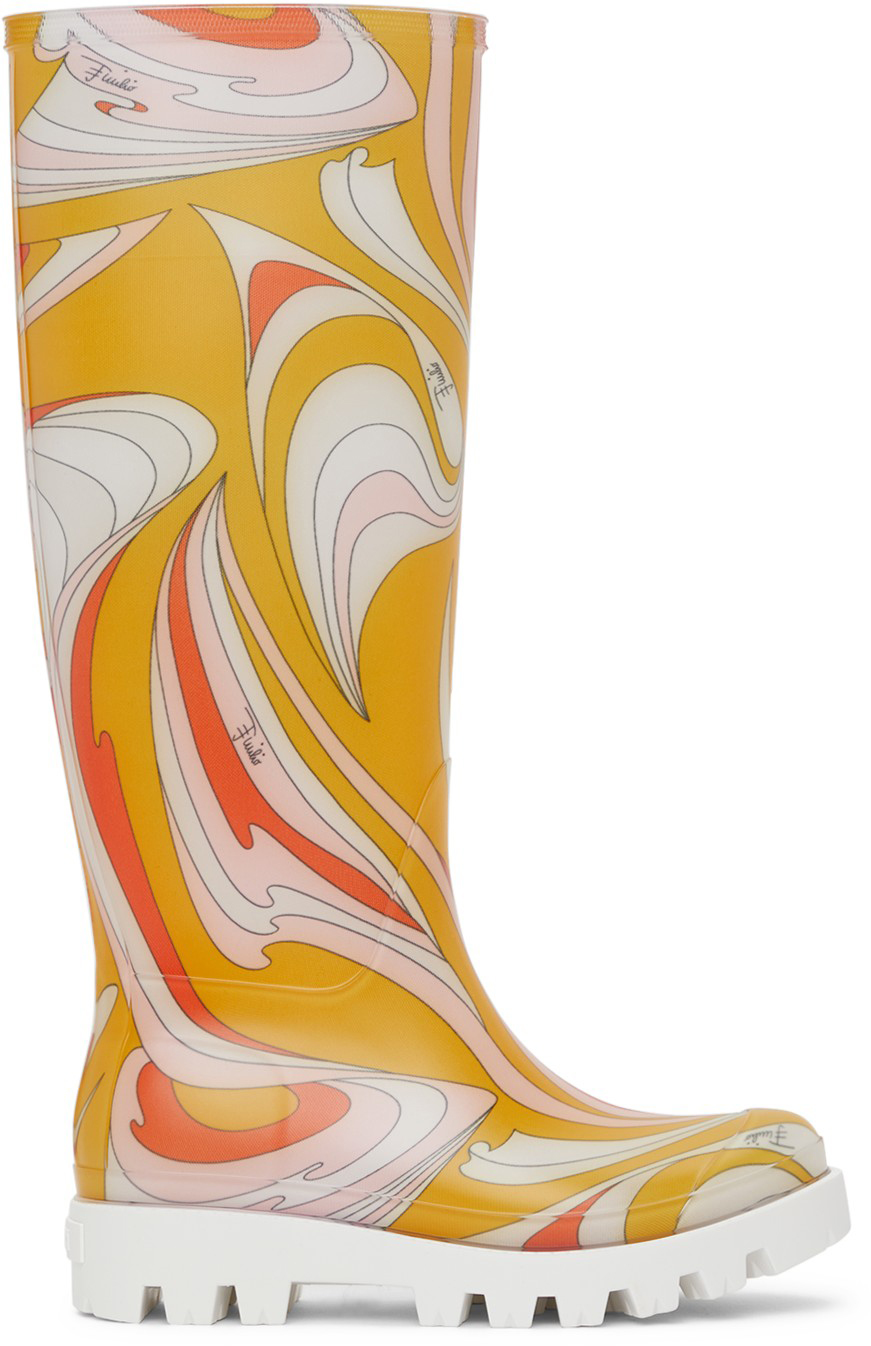 Emilio Pucci Multicolor Vortici-Print Rain Boots | Smart Closet
