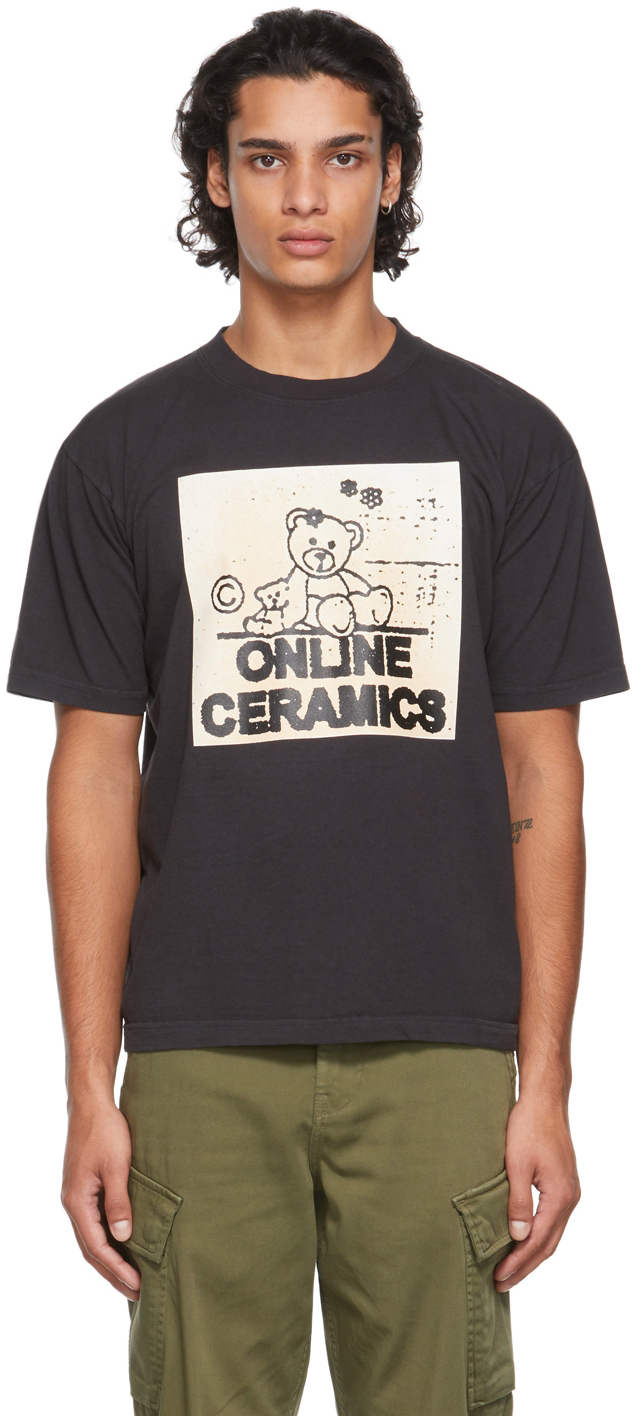 Online Ceramics: Black Bear Logo T-Shirt | SSENSE Canada