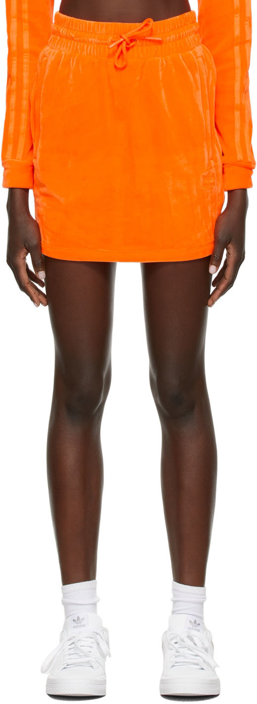adidas Originals Orange Jeremy Scott Edition Velour Skirt